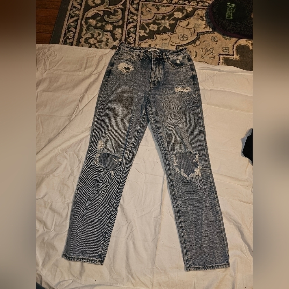 Pacsun High Destroyed Distressed Rip Raw Edge Jeans 26 B